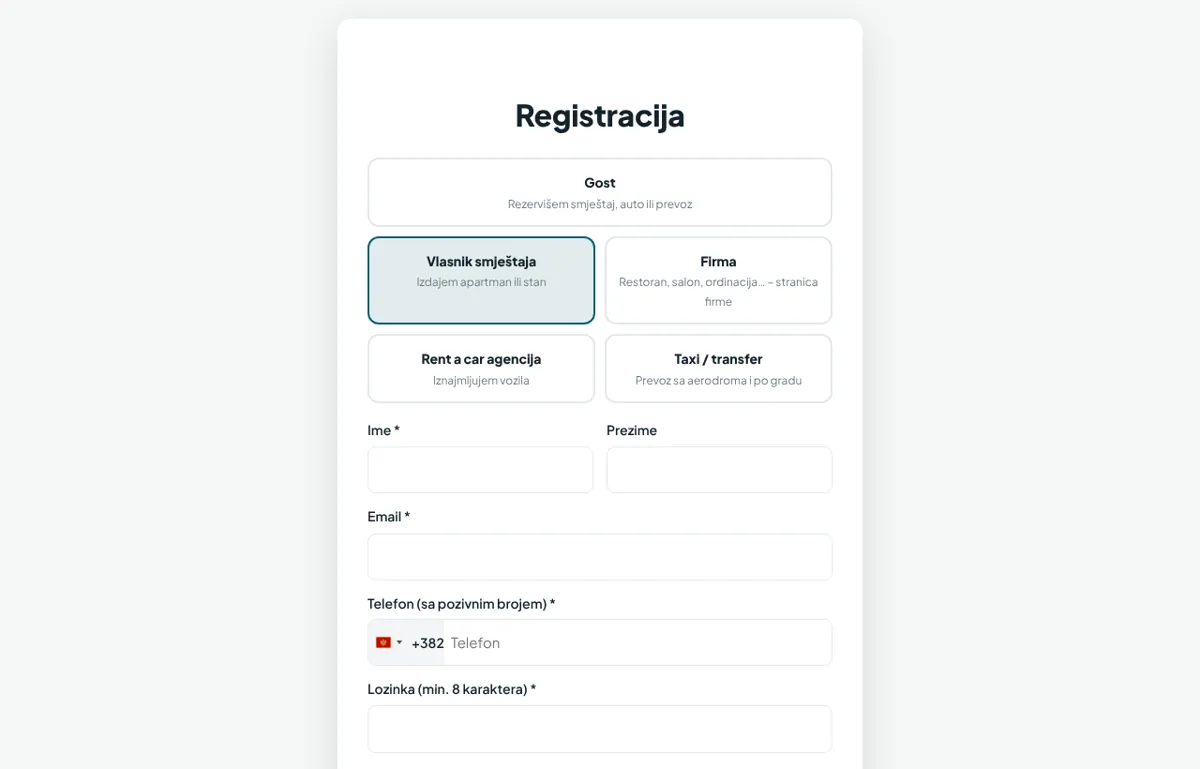 Napravite nalog za minut